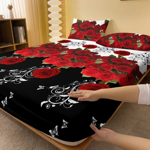 Matched sheet printed for bedroom, bed lid, plant, flower, butterfly, simple, modern, without pillowcases, 1 8 Main Sales Lençol - №3
