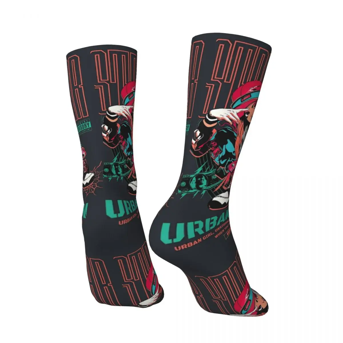 Crazy Urban Girl Streetwear Pride Graffiti Hip Hop Sock for Men pop urban Seamless Pattern Printed Boys Crew Sock Casual Gift