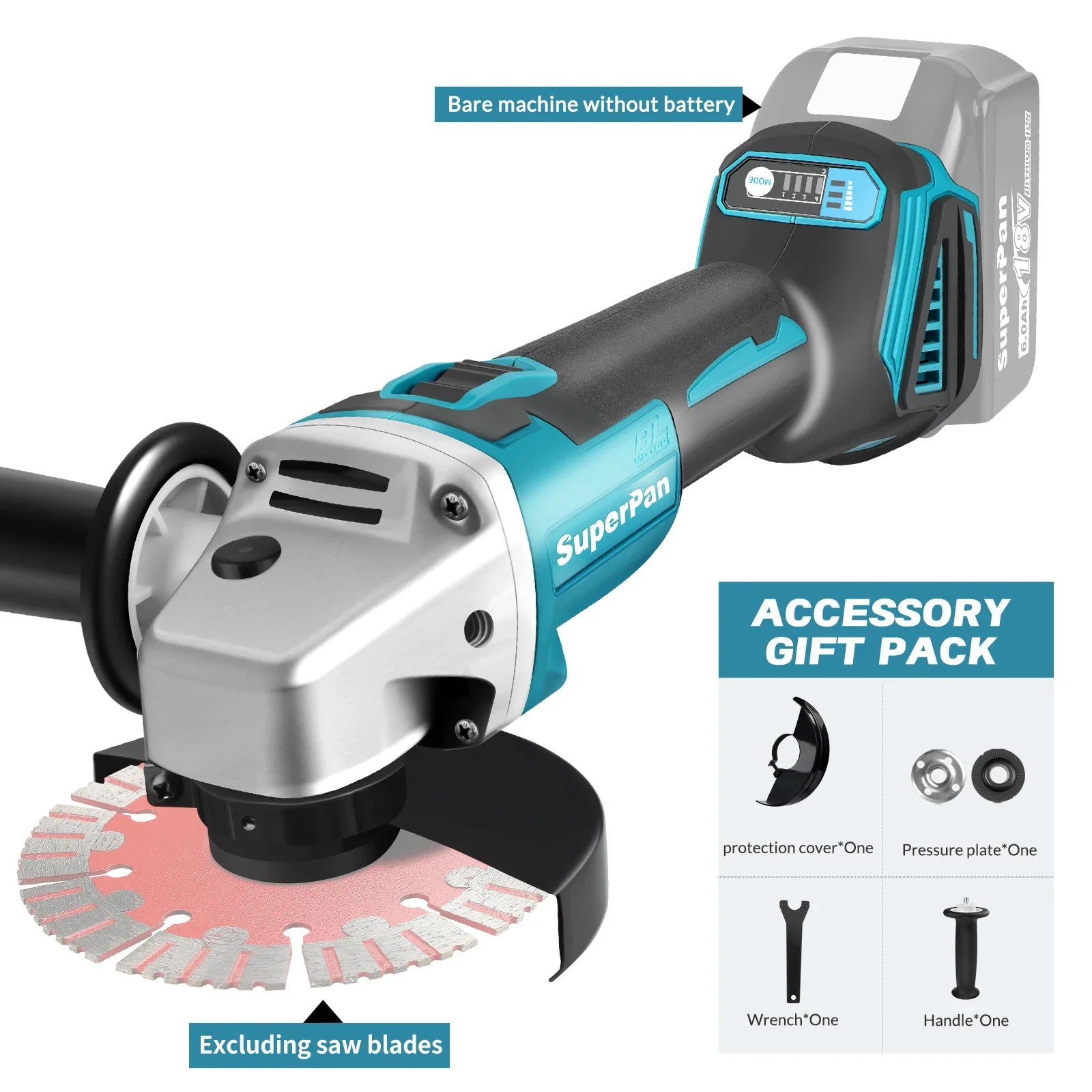 

Superpan404 Ergonomic Brushless Angle Grinder - Polishing & Cutting 2-in-1,Compatible with Makita18V,Multifunctional Power Tool