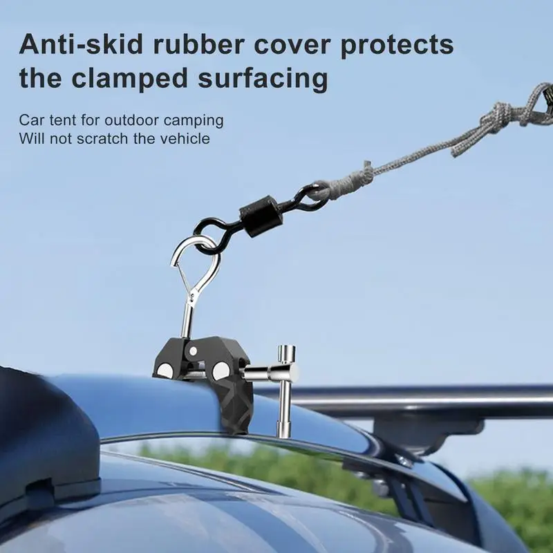 

Car Side Awning Clamp Grip 2 Pieces Car Shade Cloth Heavy Duty Lock Grip Windproof Camping Tools For Travel Van Trucks Tailgate