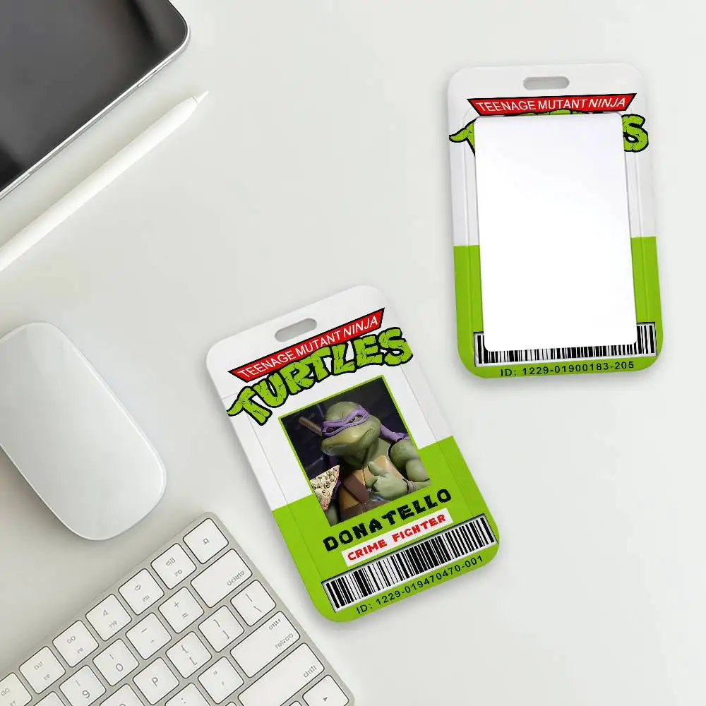 Porta Tarjetas Anime T-TMNT con Cordón para Estudiantes, Porta Tarjetas de Trabajo, Porta Identificación para Autobús, Regalos