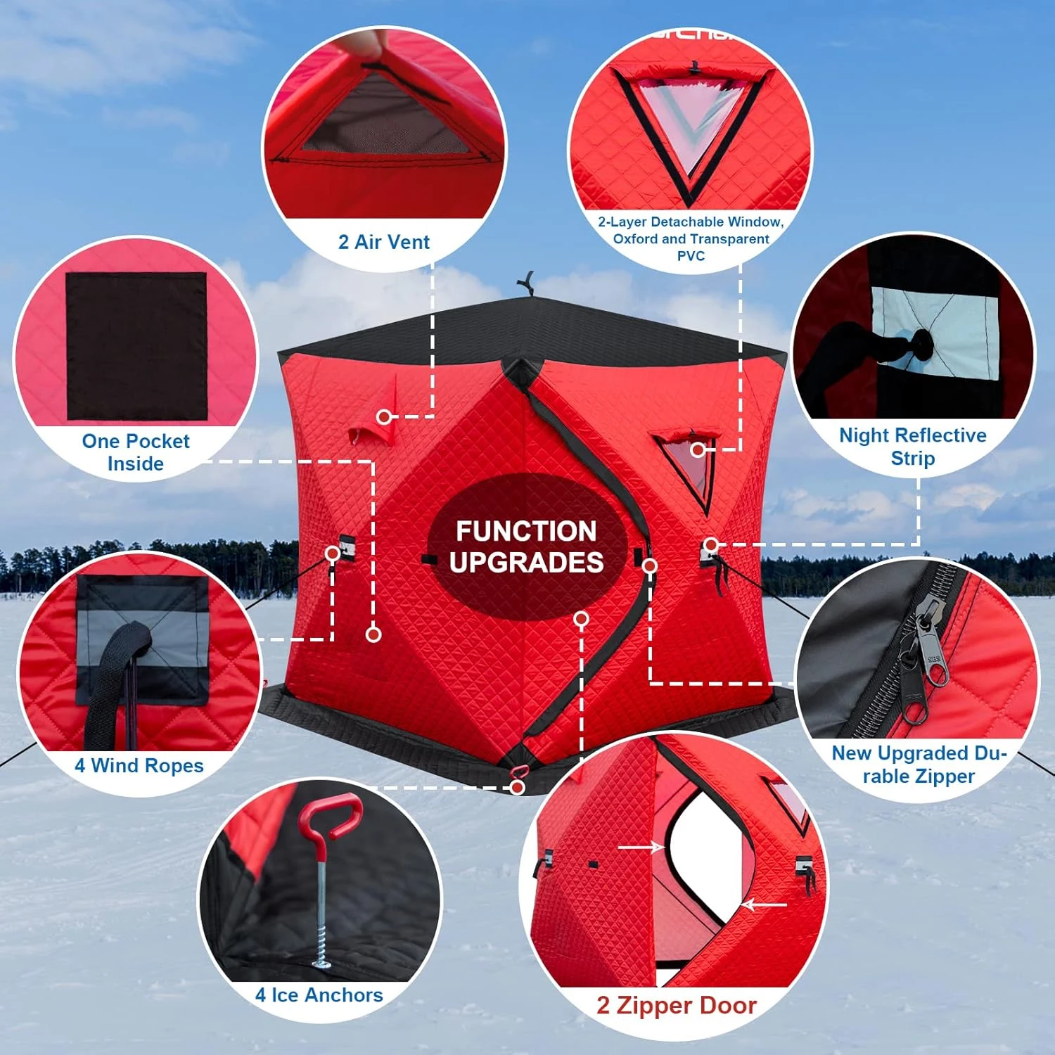 

Large Family Outdoor Camping And Fishing Tent Quick Open Pop Design For Winter Ice Fishing Easy To Use And Keep Warm