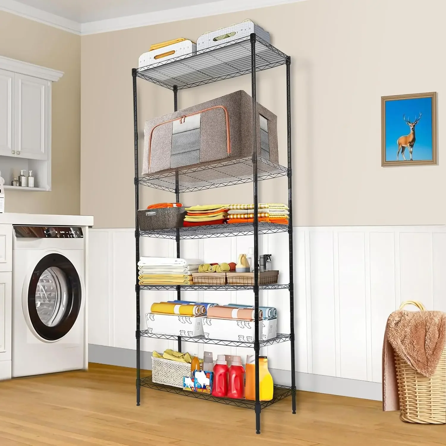 Bestselling6 Tier Storage Shelves, Heavy Duty with Wheels, 400 lbs Capacity per Shelf, Max 2400 lbs Total, Adjustable Storage Un