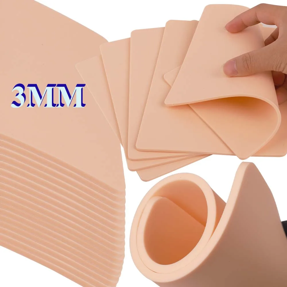 16/13/10/8/1PCS 3MM Tattoo Practice Skin Blank Silicone Thick Tattoo Fake Skin Beginner Practice Skin Leather Tattoo Accessories