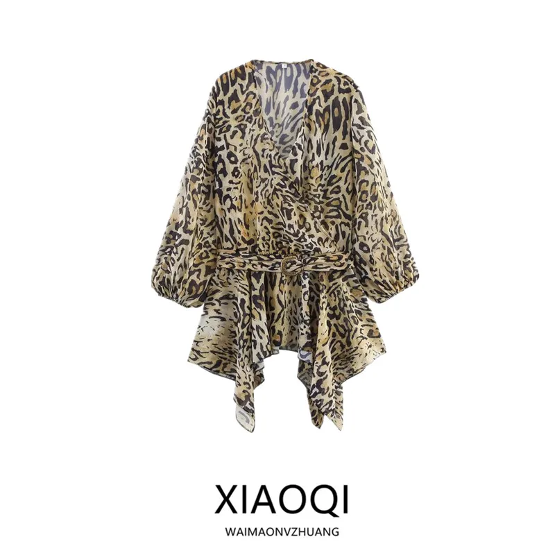 

Осень 2023, новый женский топ с модным животным принтом, универсальный дизайн, длинный све irt, европейский, обычный, тонкий