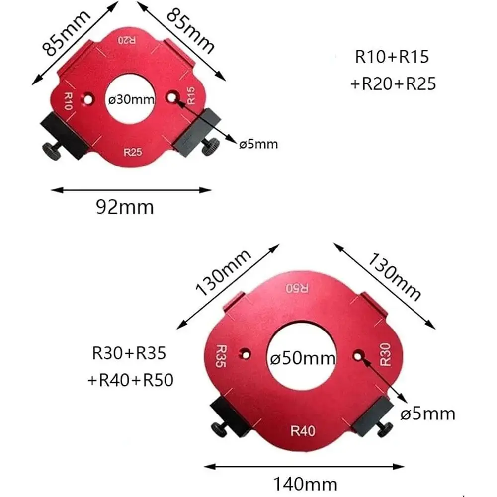 1/2Pcs 4 in 1 Arc Angle Positioning Template Reusable Portable Corner Radius Jig Aluminum Alloy Router Template Tool Woodworking