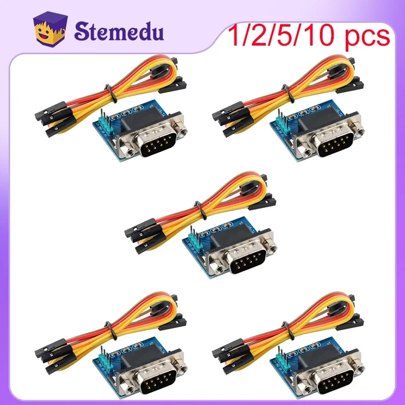 1/2/5/10 PCS MAX3232 RS232 to TTL Serial Port Converter Module Brush Board DB9 Male Connector for Arduino and Windows DIY New