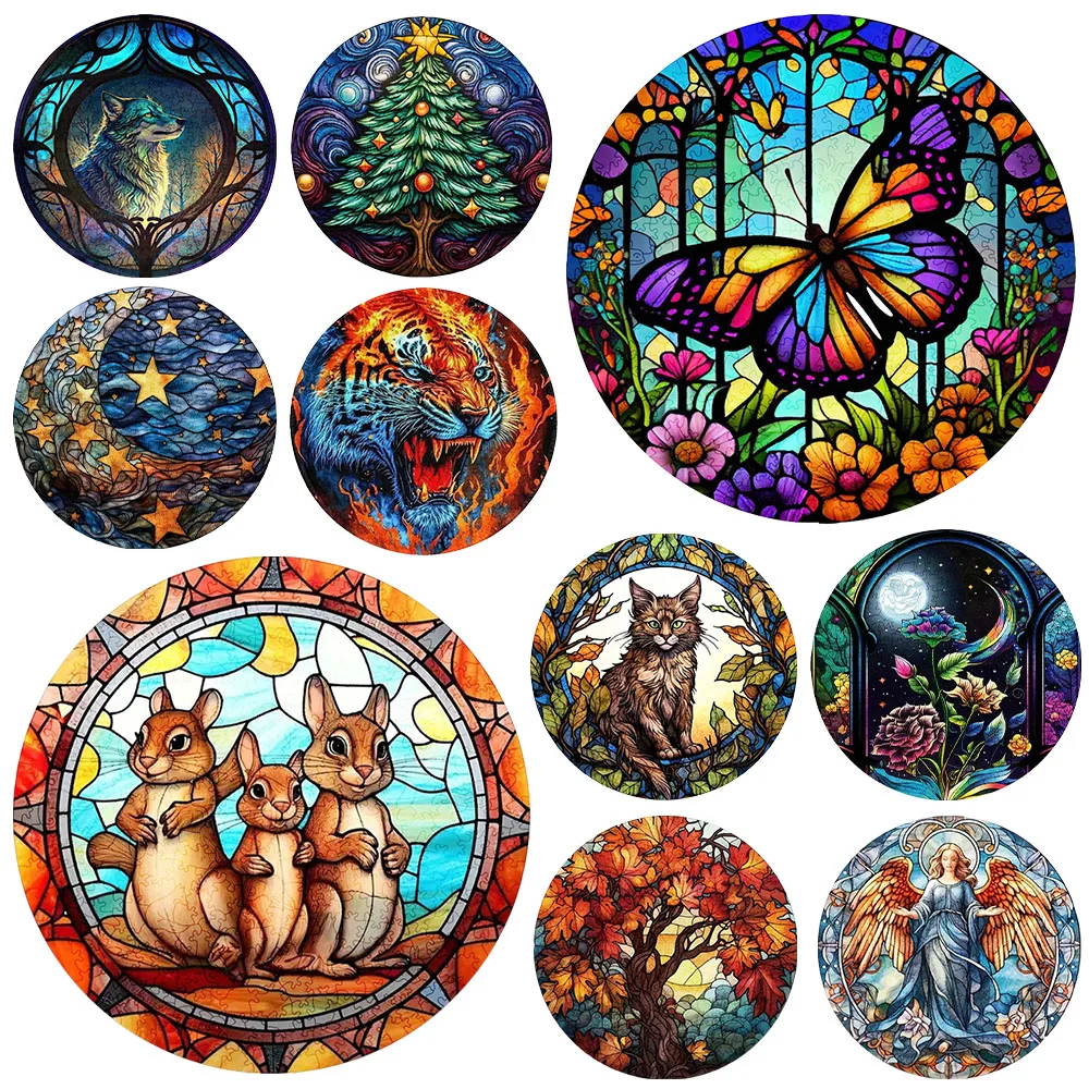 

Oil Painting Field Colored Wooden Puzzle Children Brain Exercise Cat Squirrel Adult Puzzle Parent-child Leisure Holiday Gift