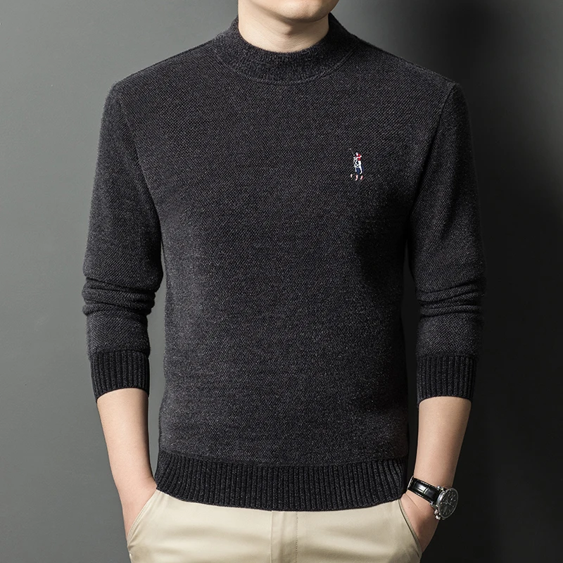 

Высококачественный брендовый мужской теплый пуловер с круглым вырезом и длинными рукавами, популярный осенне-зимний бутиковый топ с вышивкой, повседневный вязаный свитер