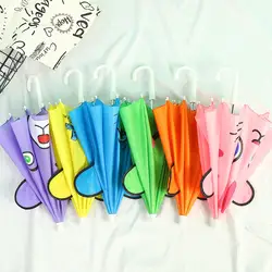 8Pcs New 2024 Cute Cartoon Children's Umbrella Animated Creative Long Handle 3D Ear Shape Children's Umbrella Boys and Girls