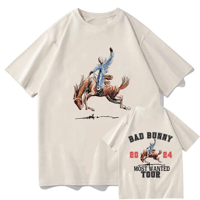 Bad Bunny 남성용 코튼 소프트 티셔츠, 캐주얼 반팔, 프린팅 티셔츠, Nadie Sabe Lo Que Va Pasar Manana, 새 앨범