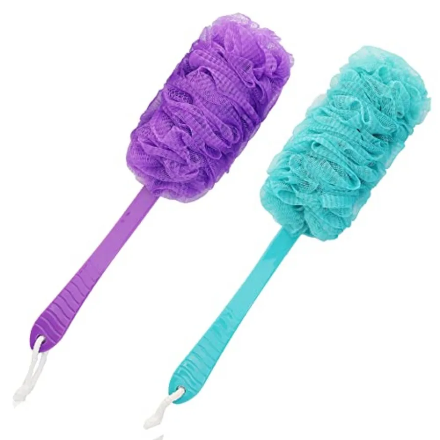 Back Scrubber Brush Long Handle for Shower, Loofah On a Stick Sponge Back Brush, Body Exfoliator Scrubber Bath Brush for Men Wo