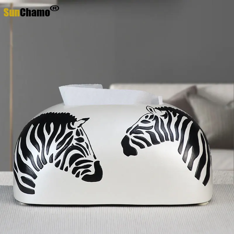 

Sunchamo Tissue Boxes Creative Light Luxury Simple Pumping Box Modern Modern Home Decoration Ornaments Paper Napkin Storage Gift