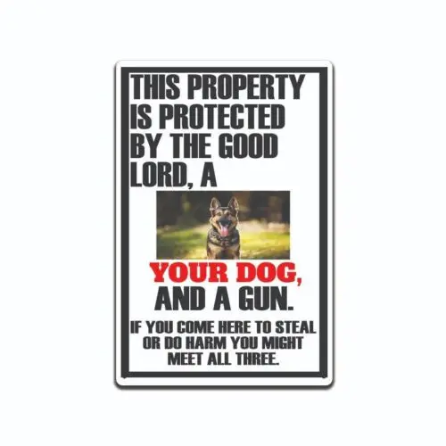 BEWARE OF DOG CUSTOM ADD YOUR DOGS PICTURE THIS HOUSE IS PROTECTED BEWARE OF DOG