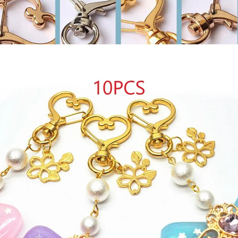 [YU]10개 러브 하트 할로우 키 체인 키 링 DIY 액세서리 랍스터 클래스프