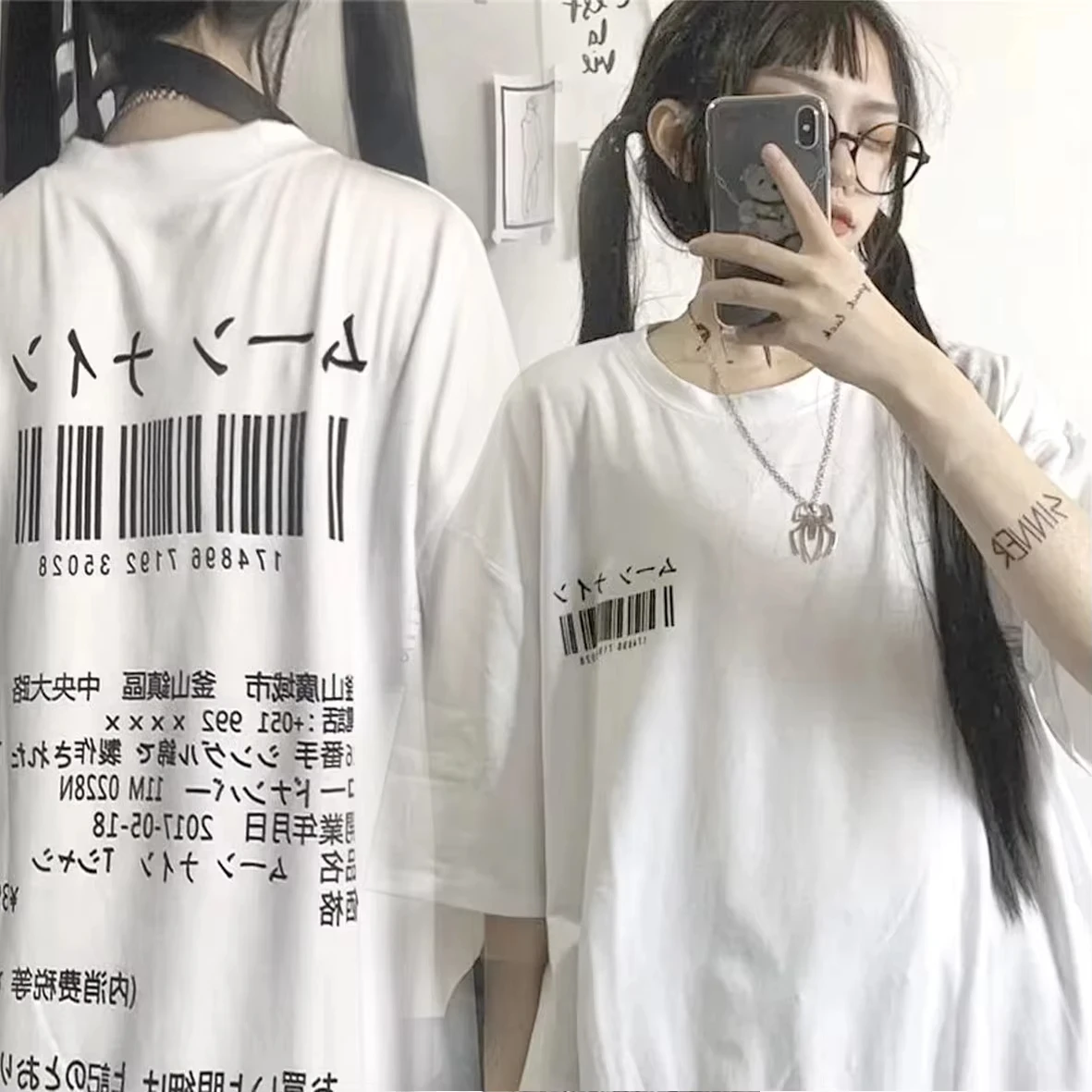 Punk Vintage Goth Grafik Damen Y2k Top Style Crop O-Ausschnitt T-Shirt Japanischer Streetwear Kurzarm Bedrucktes T-Shirt Camiseta