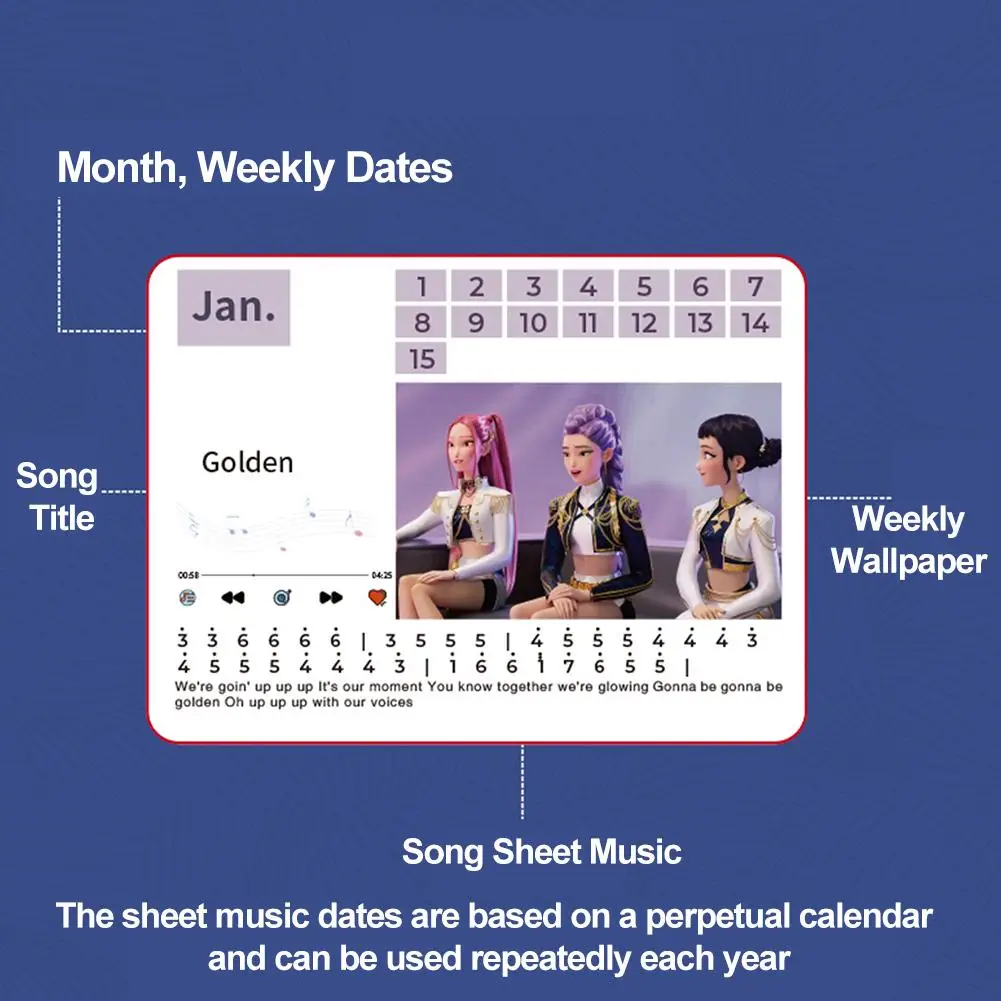 Calendario da tavolo per pianoforte giocabile per calendario dell'Avvento musicale a tema Witch Hunter Girl Group, regalo popolare di Natale e Capodanno