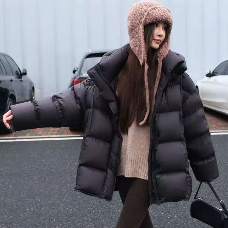 Engrossado casual pão algodão-acolchoado jaqueta com capuz inverno bestseller novo casaco solto algodão-acolchoado jaqueta elegante versátil