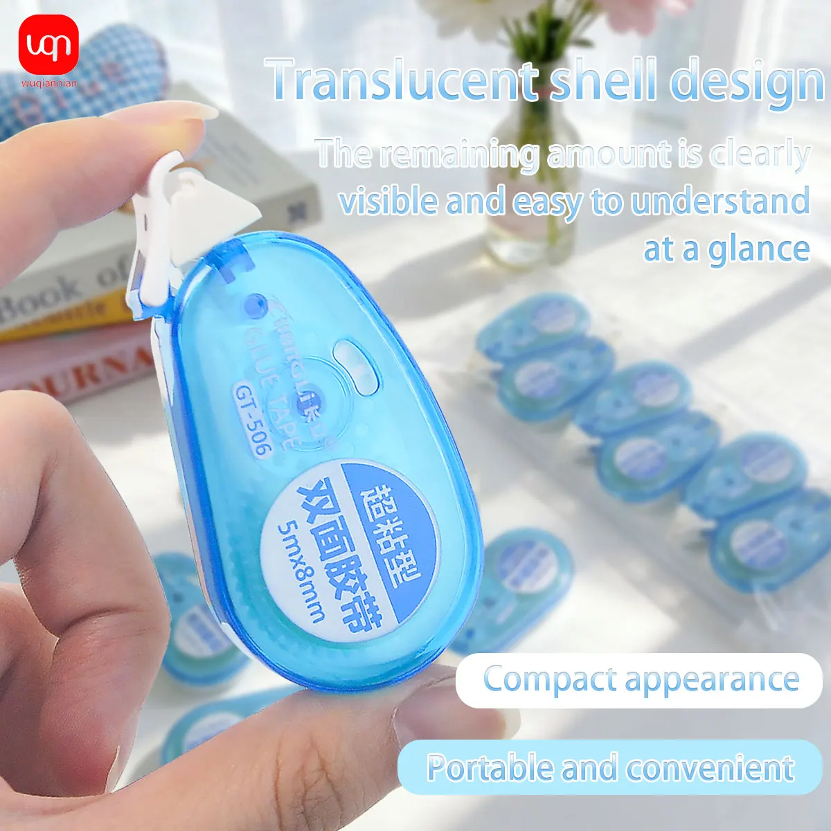 WQN-1 Set 6m * 6mm DIY Dot Tape Craft Scrapbook Photo Album School Stationery Roller Tape Double-Sided Tape