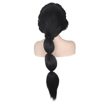 長款黑色合成假髮,波浪捲髮,適合女性角色扮演、公主裝扮、萬聖節派對、化裝舞會等場合,耐熱纖維材質。 8 最佳銷售 公主假髮 - №4