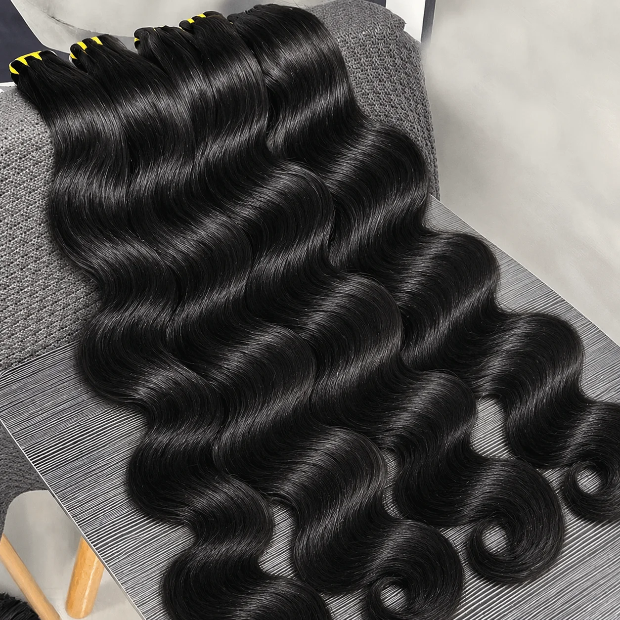 Gowik 12A Lots de mèches de cheveux humains 22 24 26 pouces, Ondulation naturelle, 100% Cheveux vierges brésiliens non traités, Extensions à tissage rapide, Noir naturel
