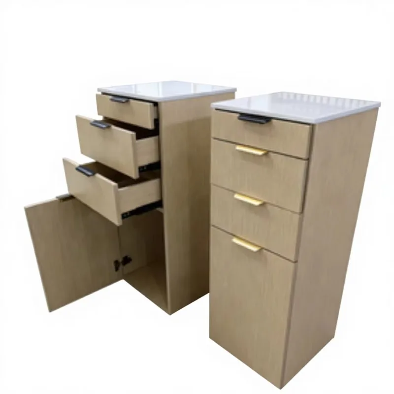 Walnut stylist cart cabinet, hair salon furniture, beauty barber shop styling table furniture, hair salon furniture