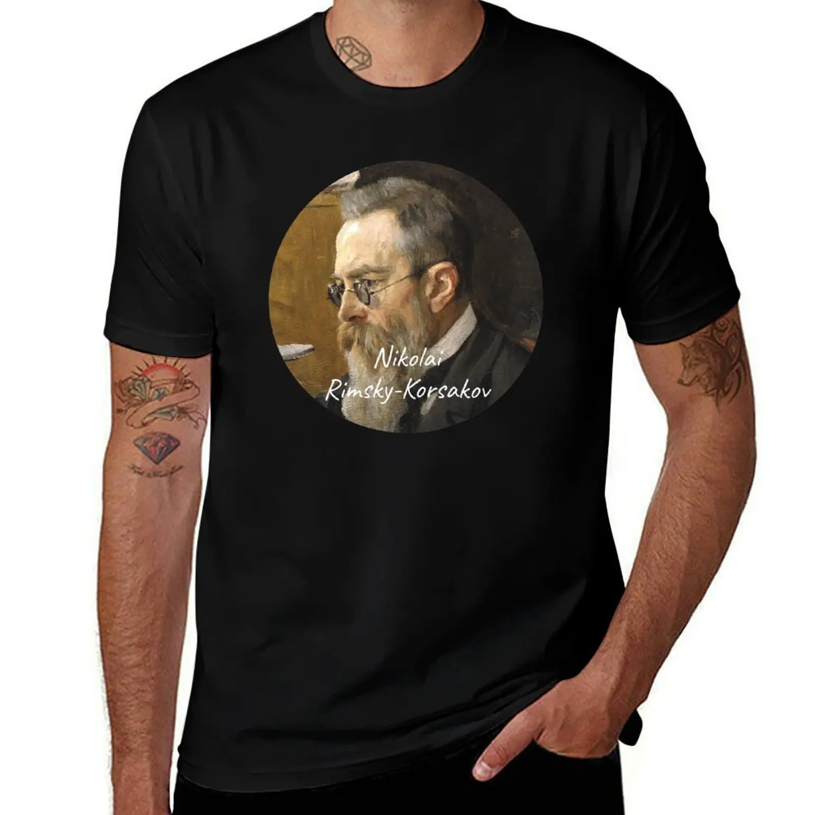 Nikolai Rimsky-Korsakov Composer Portrait T-Shirt Active Wear Sports for Men T-Shirt