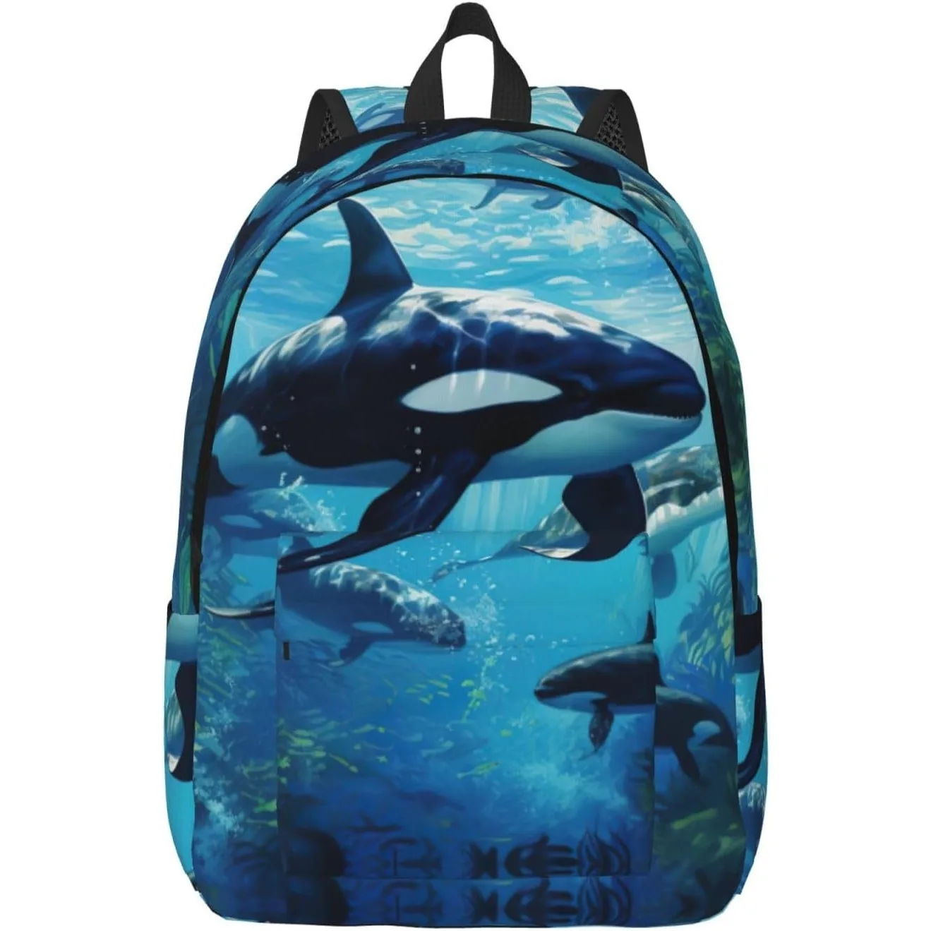 

Killer Whales Swim Along Модный и легкий холщовый рюкзак, подходящий для повседневных путешествий, легко носить с собой