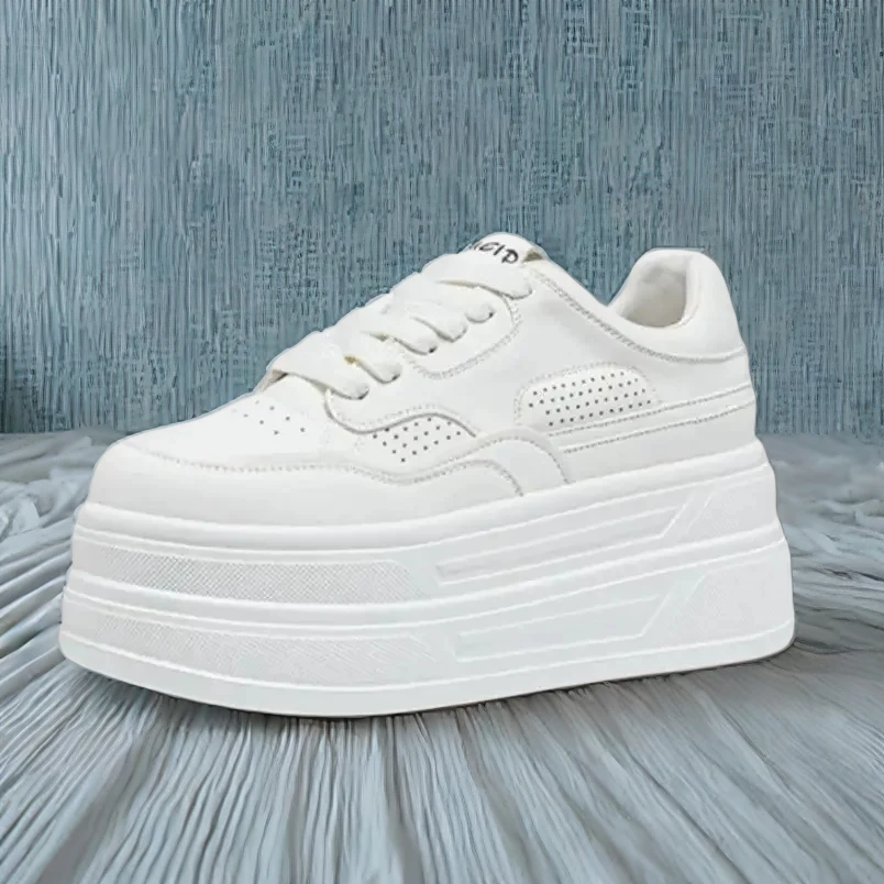 

Koznoy 7cm Spring Autumn Platform Sneakers Heel Casual Shoes Walking Shoes Fashion Sneakers comfy Genuine Leather White Shoes