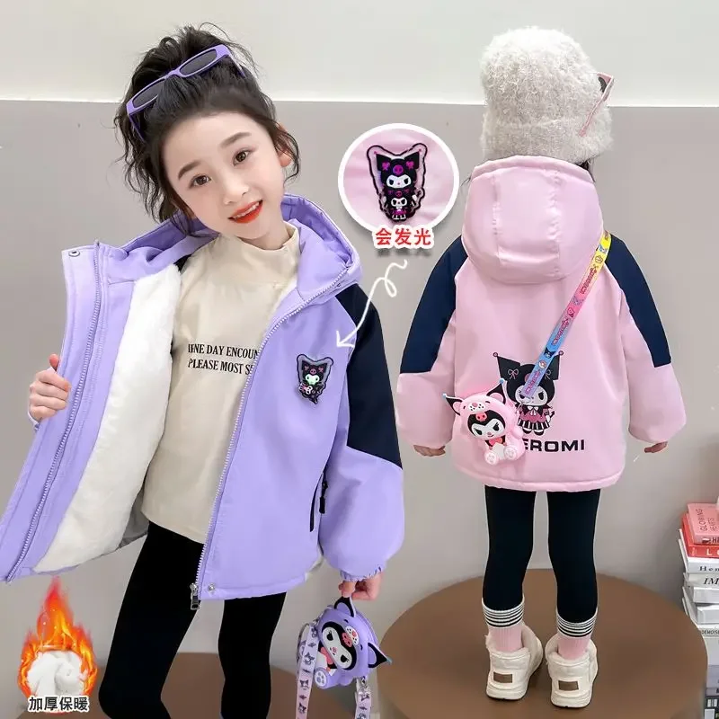 อะนิเมะหวาน Kawaii MINISO Kuromi Ins แฟชั่นเสื้อแขนยาวน่ารักการ์ตูน Ins เด็กเสื้อขนแกะเสื้อผ้าของขวัญสําหรับเด็ก