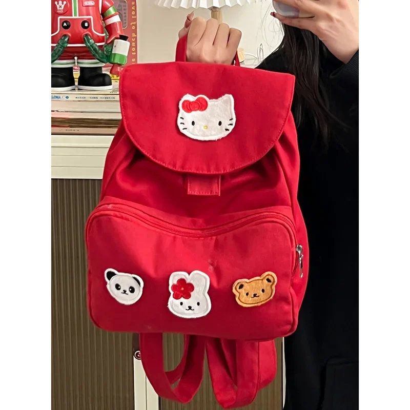 Sanurgente-Cartable étudiant Hello Kitty, sac à dos étudiant, léger, grande capacité, dessin animé, nouveau