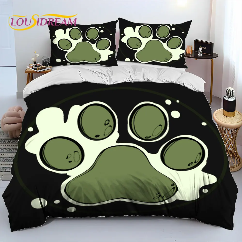 

3D Pets Footprint Sole Comforter Bedding Set,Duvet Cover Bed Set Quilt Cover Pillowcase,King Queen Size Bedding Set Adult Child