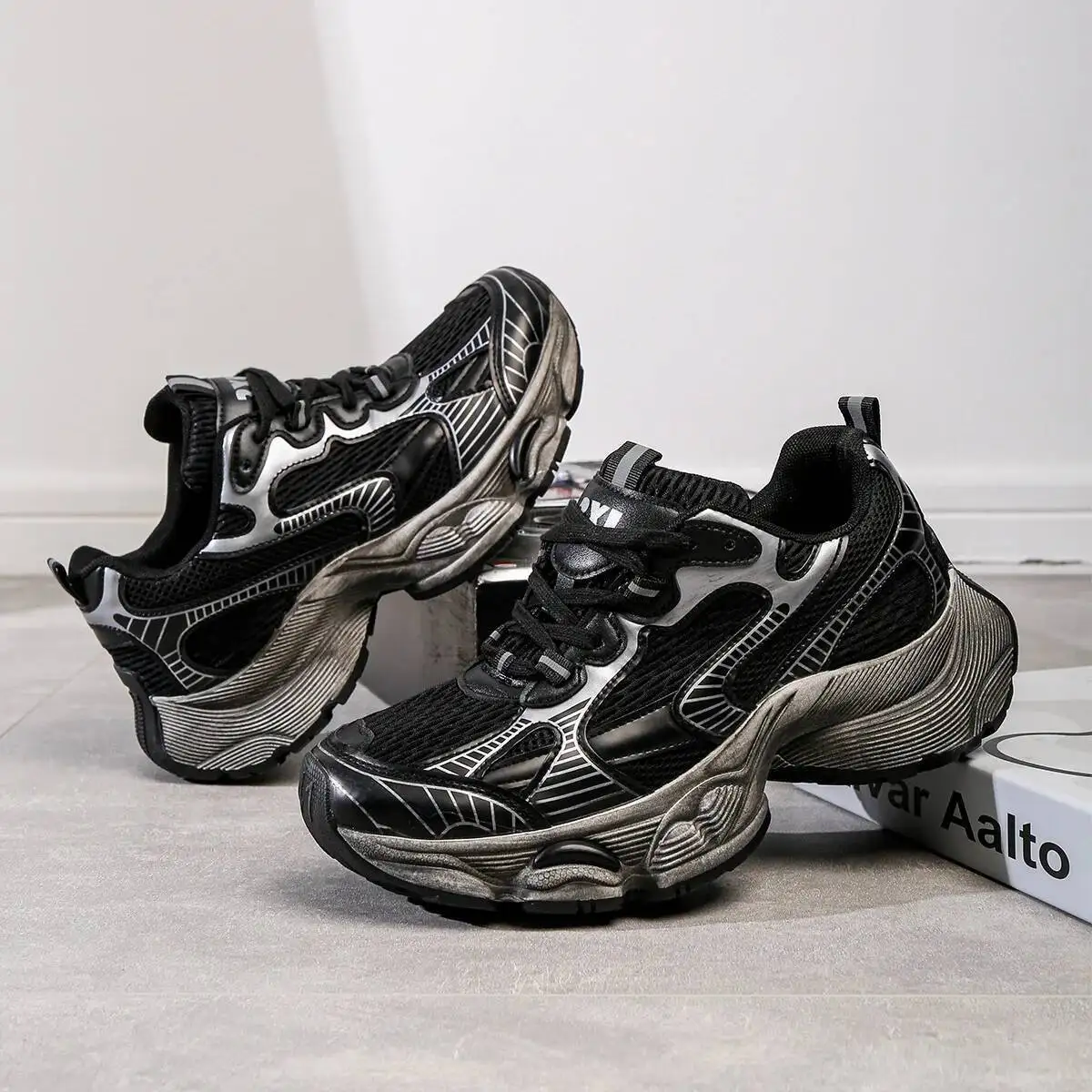 

Мужские повседневные кроссовки, спортивная обувь, новая потертая грязная стильная универсальная противоскользящая повседневная спортивная обувь на толстой подошве