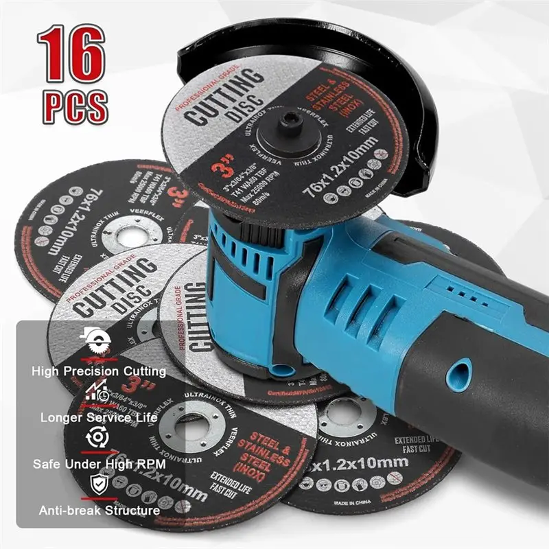 LNHF 16 قطعة أقراص القطع، 76 مم قرص القطع، أقراص طاحونة الزاوية للمعادن، أقراص الطحن، أقراص القطع لقطع المعادن