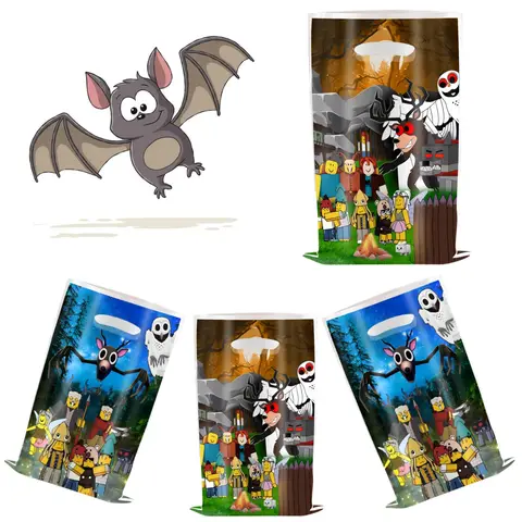 10/20/30/80Pcs 99 Nights in The Forest Theme Cartoon Candy Bags Birthday Party Gift Packaging Plastic Shopping Bags
