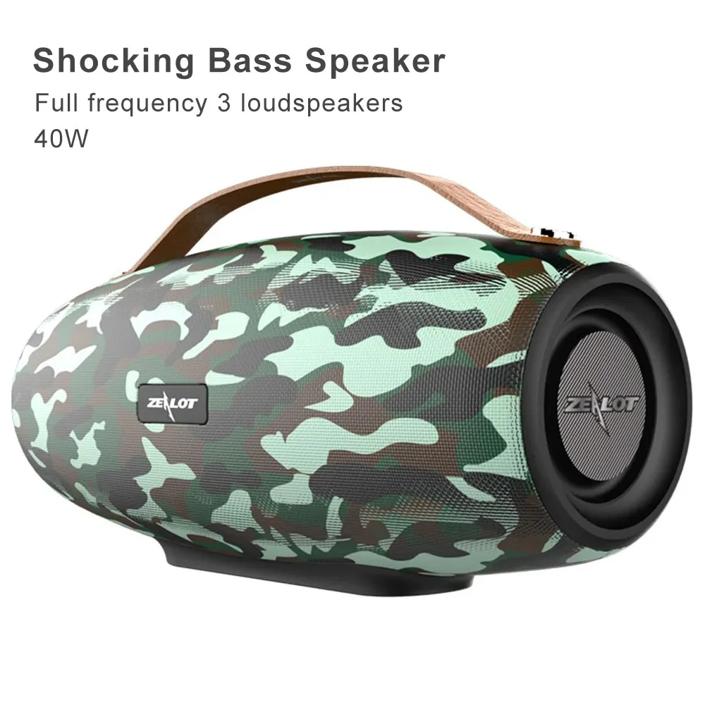 

Wireless Bluetooth HIFI Speaker Subwoofer with Full Range 3 Loudspeakers 40W Powerful Portable DJ Soundbox Stereo Shocking Bass