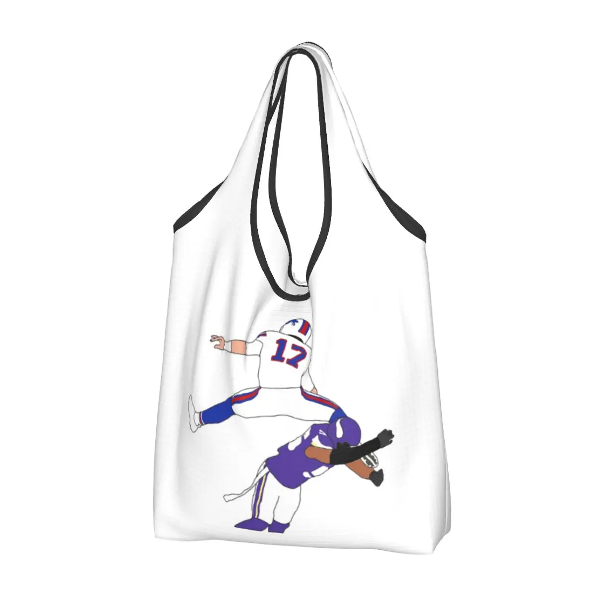 Buffalo Bills Josh Allen Hurdl Portable Tote Shopping Bags Reusable Shopper Bag Grocery Handbag Shoulder Bag