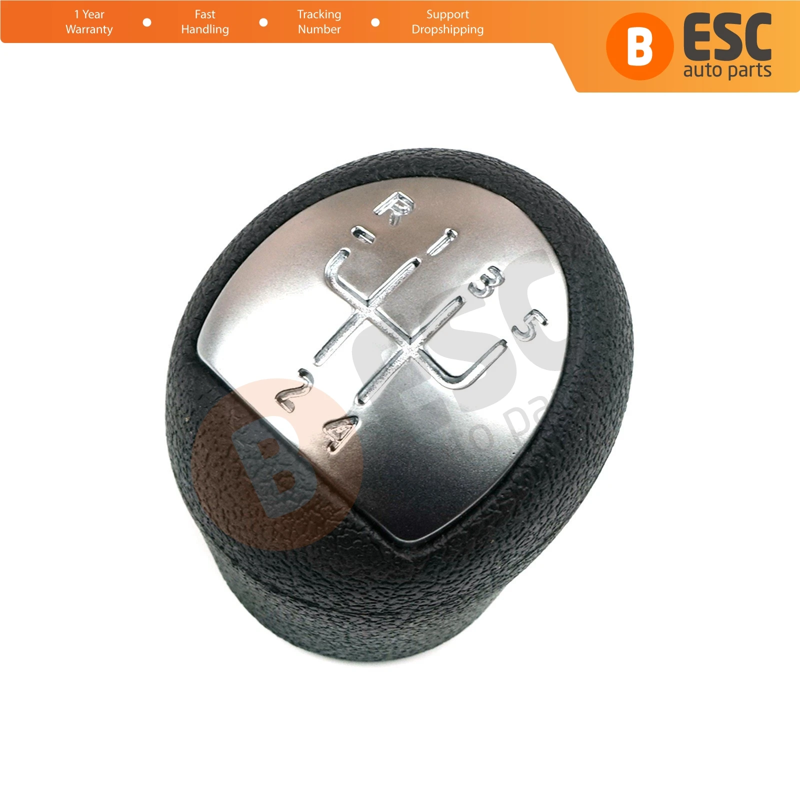 ESC Auto Parts ESP540 5-Speed Gear Shift Stick Knob 8200568122 Black Chrome For Renault Clio Kangoo Twingo  Dacia Logan