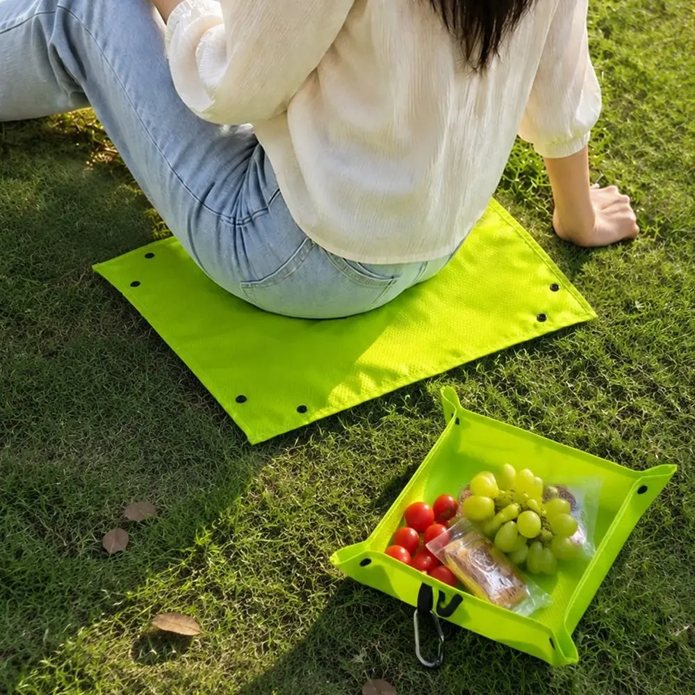 Ultra Light Folding Seat Cushion Foldable Waterproof Portable Camping Mat Dual Purpose with Hook Picnic Fruit Tray Camping