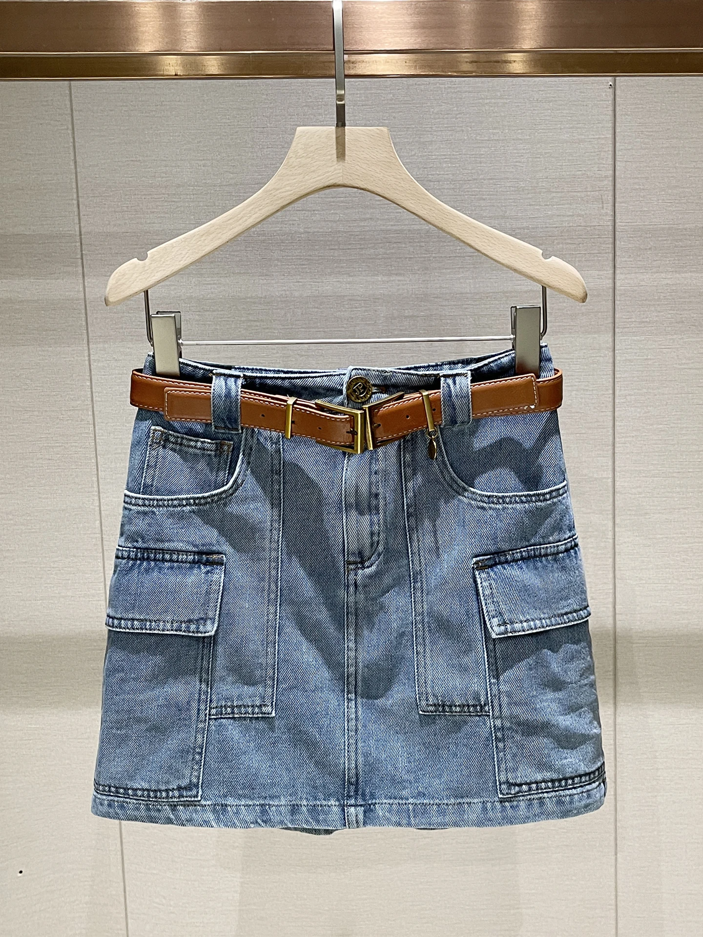 

Blue Denim Skirt High Waist Casual Women's Faion Winter 2025 A-Line ort Skirt with kets Resistant to De...
