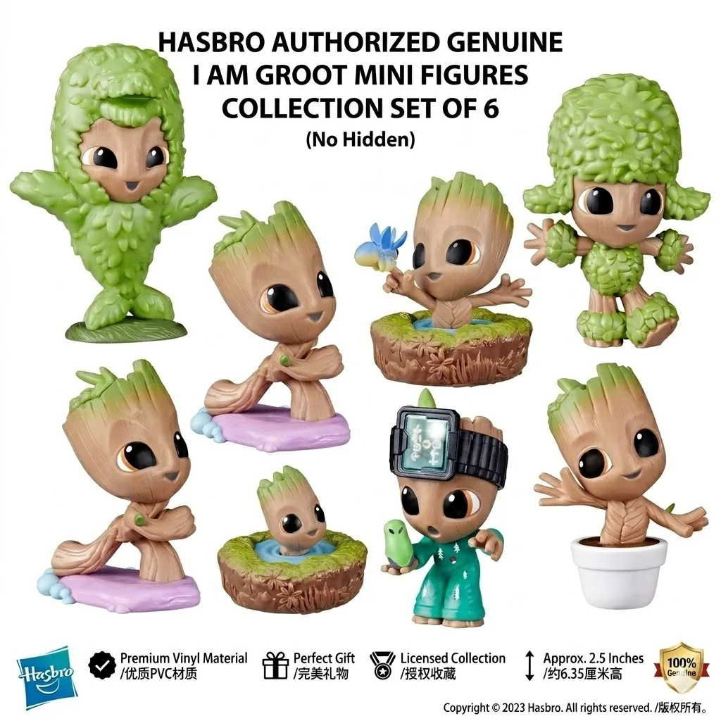 

Original Hasbro I Am Groot Mini Figures Blind Box Collection Set of 6 Marvel Groot Anime Action Figure Kawaii Doll Toy Gift