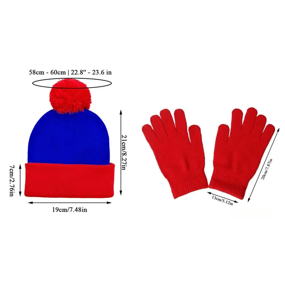 شتاء دافئ بلون Skullies Beanies قفازات مجموعة للجنسين مرونة كاندي الألوان محبوك قبعة خمسة أصابع قفازات قبعة الشتاء