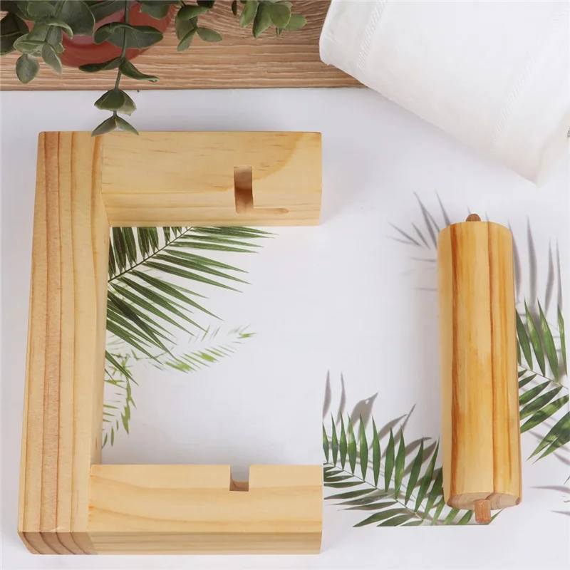 BAAG-إكسسوارات الحمام خالية من الأظافر خشبية مربعة حامل ورق المرحاض حامل المناشف الورقية المطبخ حامل الورق الملفوف الأجهزة