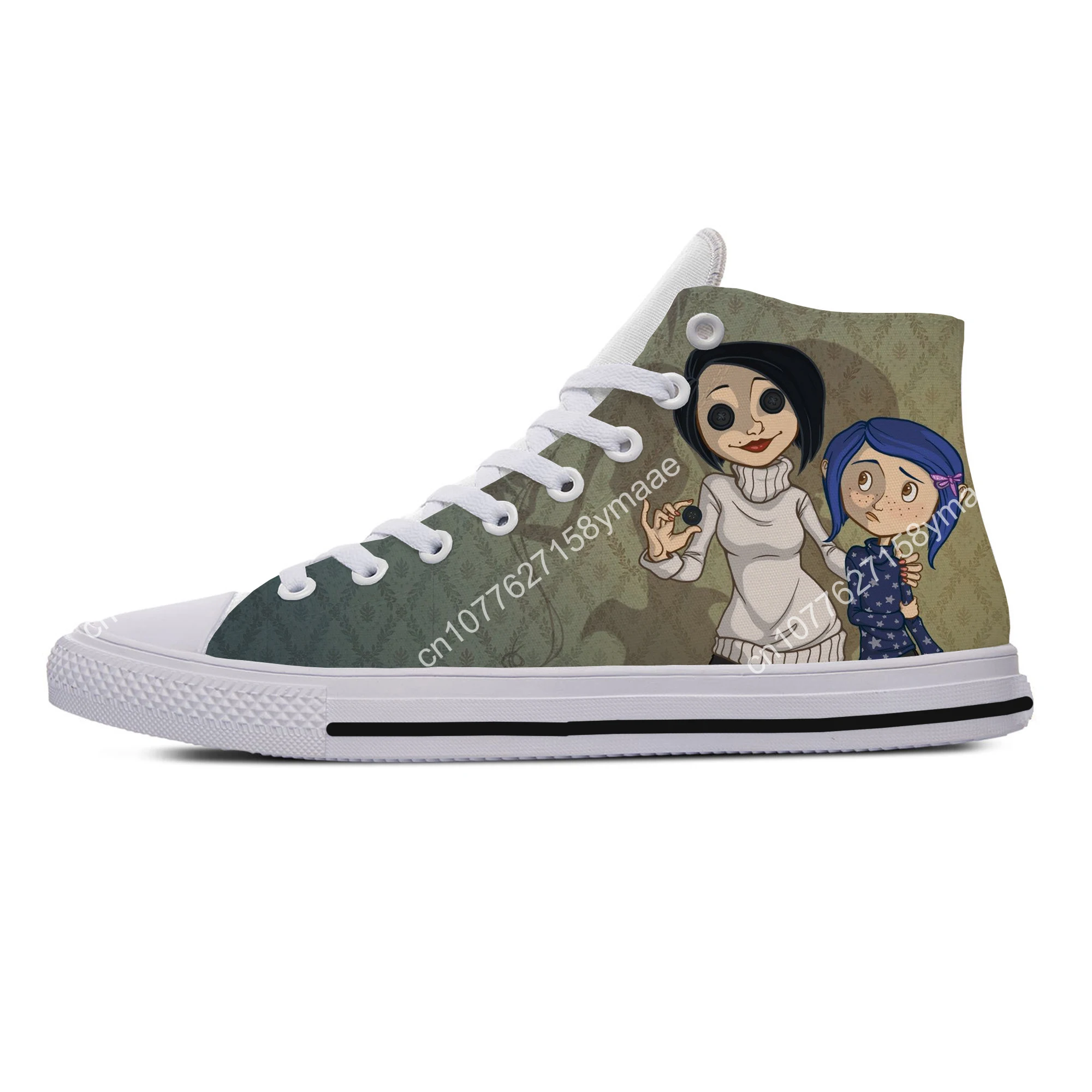 Sapatos de desenho animado casual para homens e mulheres, tênis Handiness fofo e engraçado Coraline The Secret Door, sapatos de tabuleiro personalizados, verão quente