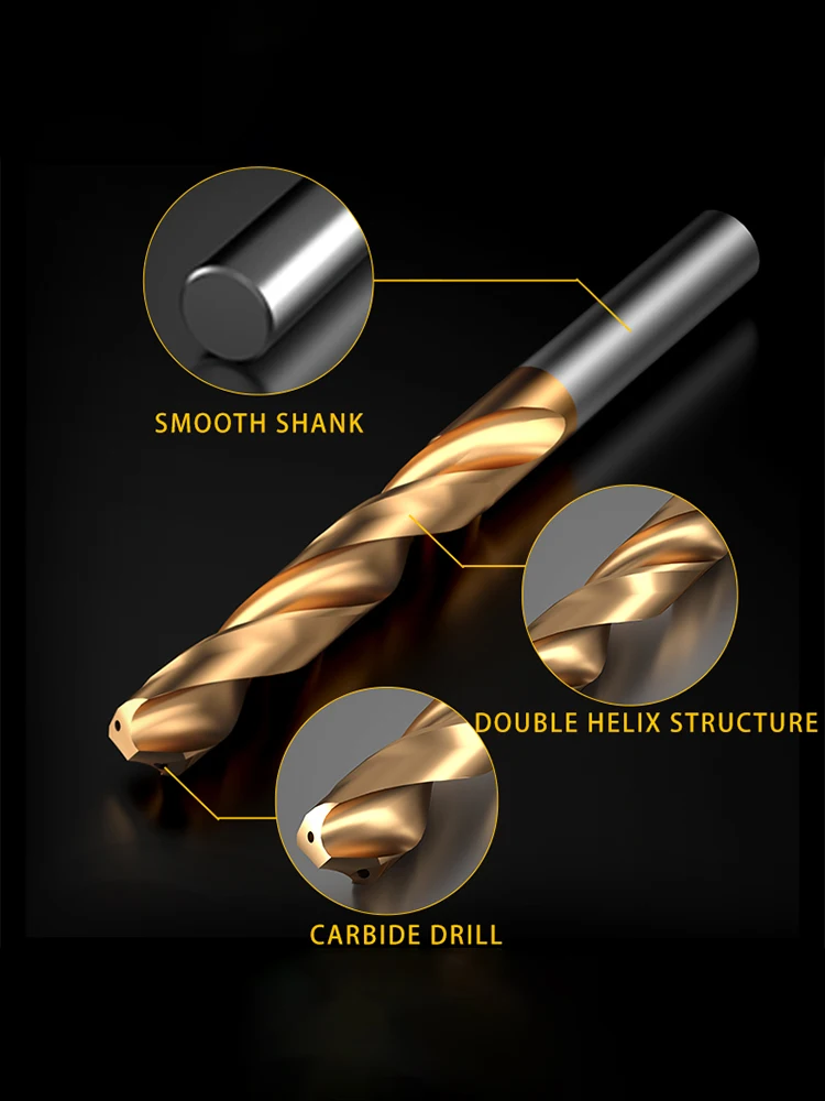 3D external cooled carbide drill bit Non-standard diameter 0.50-4.00mm HRC55/65 solid tungsten steel aluminum/General purpose