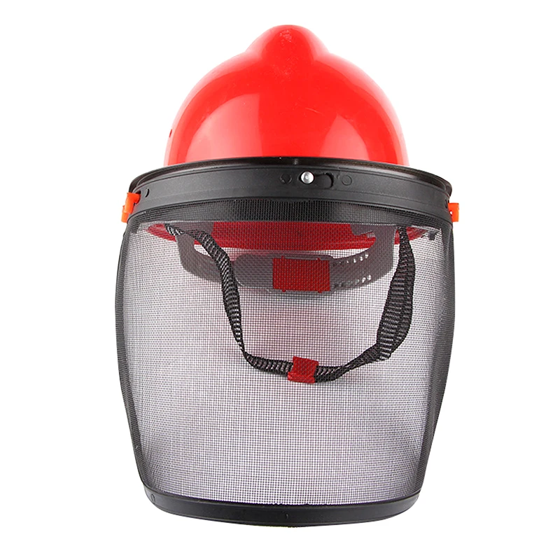 1Pc Garden Grass Trimmer Safety Helmet Hat With Full Face Mesh Protective Mask For Logging Brush Cutter Forestry Protection