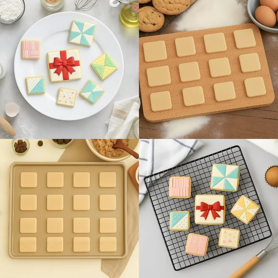 6PCS Square Ce Cutter Set Large Geometric Stainless Steel Baking Supplies for Hade Ces Square Plaque Ce Cutters Shapes Biscuit