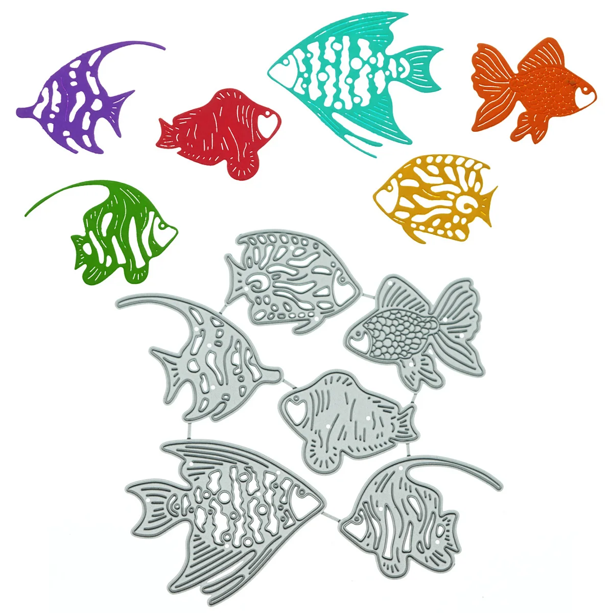 Metal Cutting Dies Tropical Fish Angelfish Scrapbooking Diy Greeting Card Cutter Stencil Clipart Clip Art Paper Decorating Mold