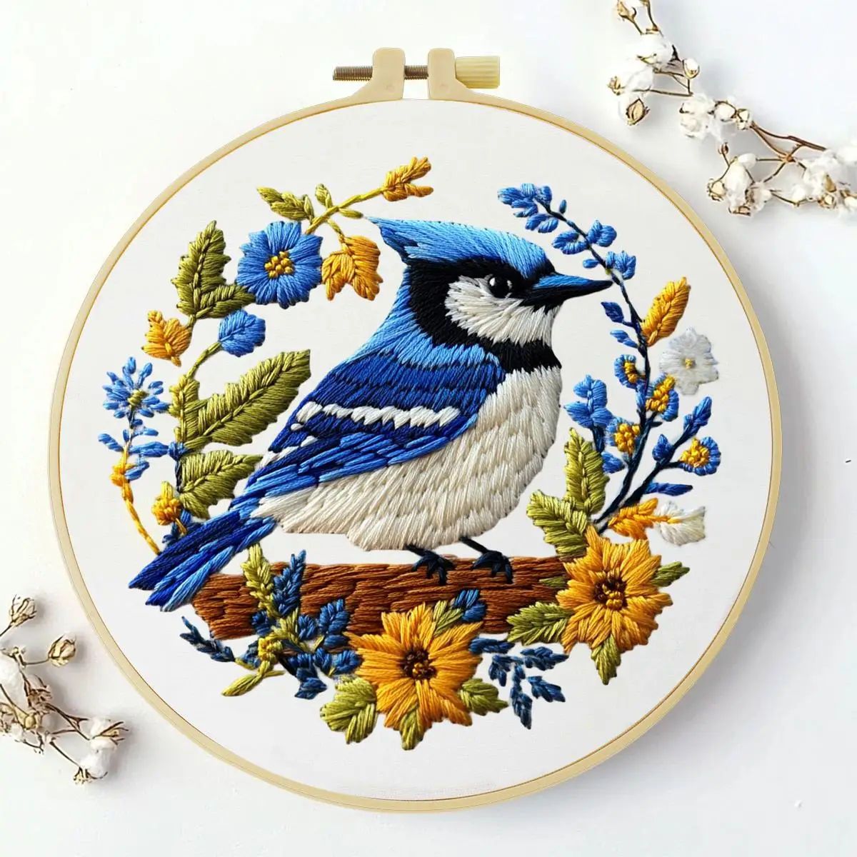 1 Stück 20X20CM/15X15CM 7,87/6,3 Zoll Bluejay Stickerei Starter-Kit DIY-Kit DIY-Stickerei-Set Handarbeiten Malerei – Detail 2