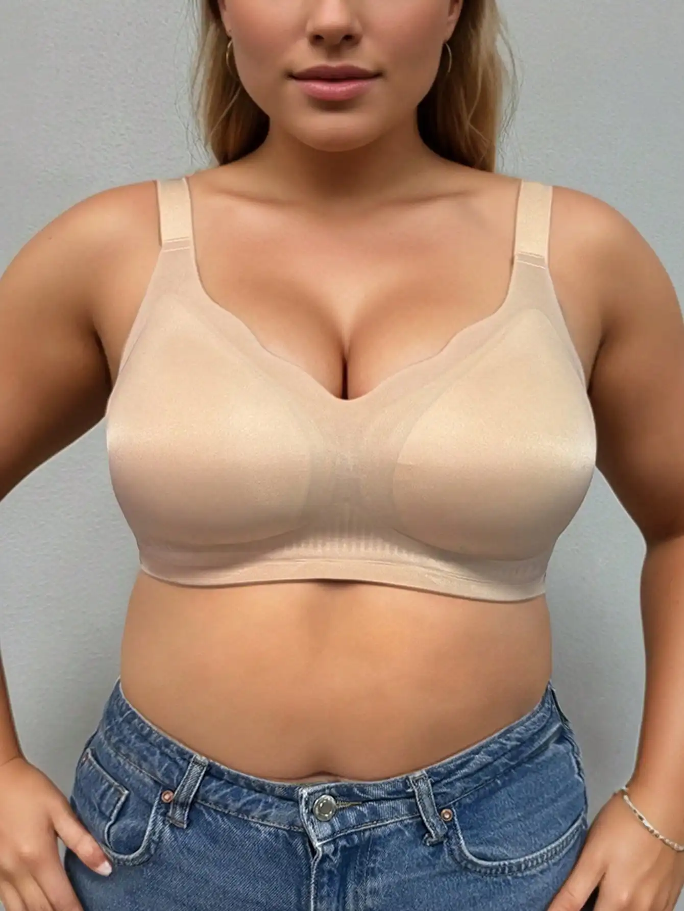 

Модное женское нижнее белье больших размеров, тонкий, удобный, дышащий, бесшовный, без стального кольца, антипровисающий бюстгальтер пуш-ап для сна